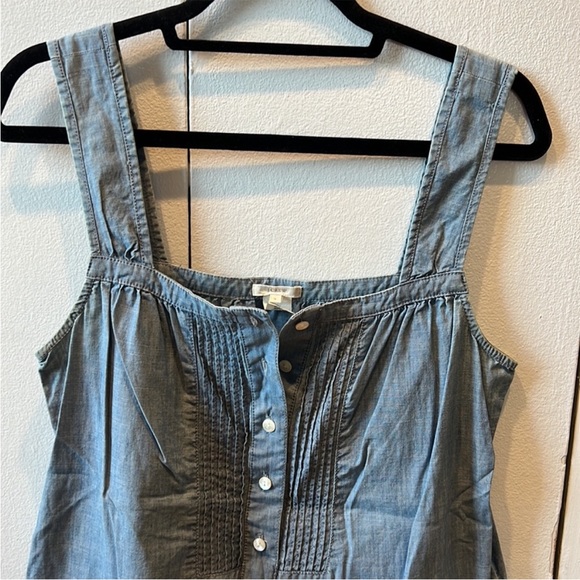 J Crew Chambray Sleeveless Tank Blouse With Pockets - Picture 3 of 5